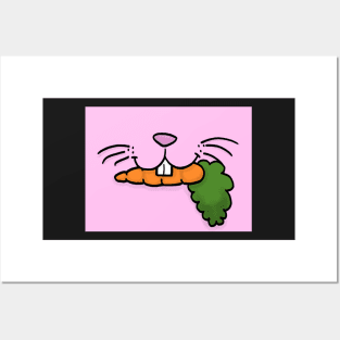 Bunny Mouth With Carrot Face Mask (Pink) Posters and Art